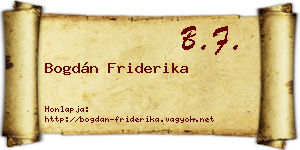 Bogdán Friderika névjegykártya